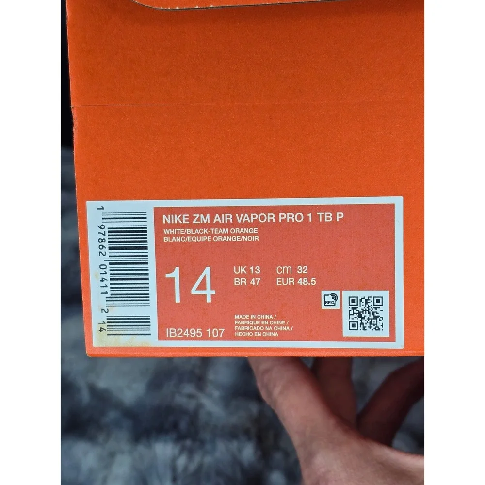 NWB Nike ZM Air Vapor Pro 1 Football Cleats White Orange Mens Size 14 IB2495-107